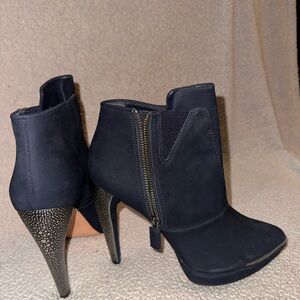 Herve Leger Navy Blue Ankle Booties